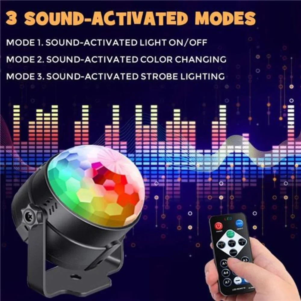 [2-Pack] Sound Activated Party Lights with Remote Control Dj Lighting, RGB Disco